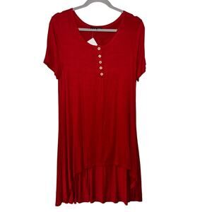 ILIAD USA Red Short Sleeve Flowing Midi Dress Large